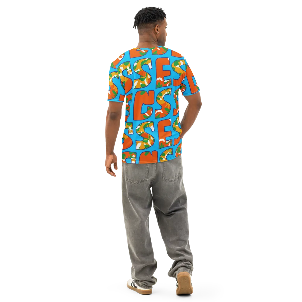 Electric Alphabet on Men's Cotton Crew Neck T-Shirt — Back