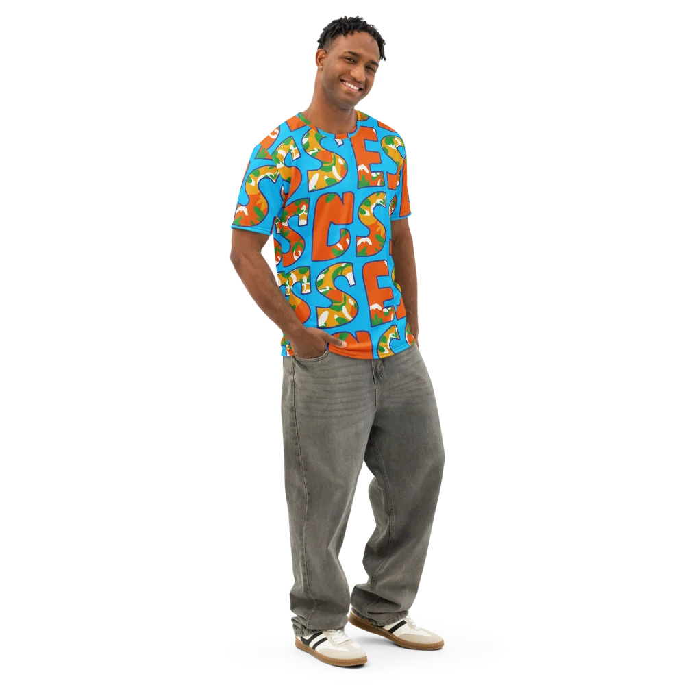 Electric Alphabet on Men's Cotton Crew Neck T-Shirt — Right Front