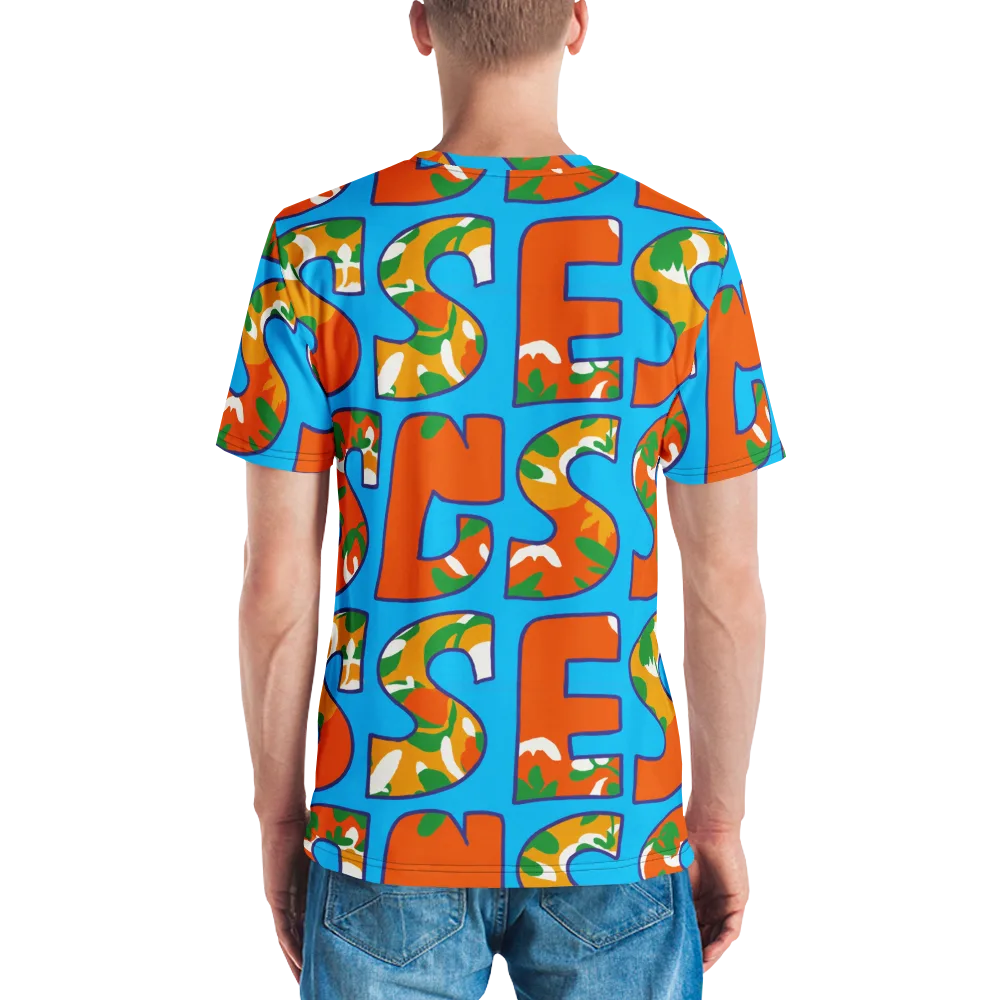 Electric Alphabet on Men's Crew Neck T-Shirt — Back