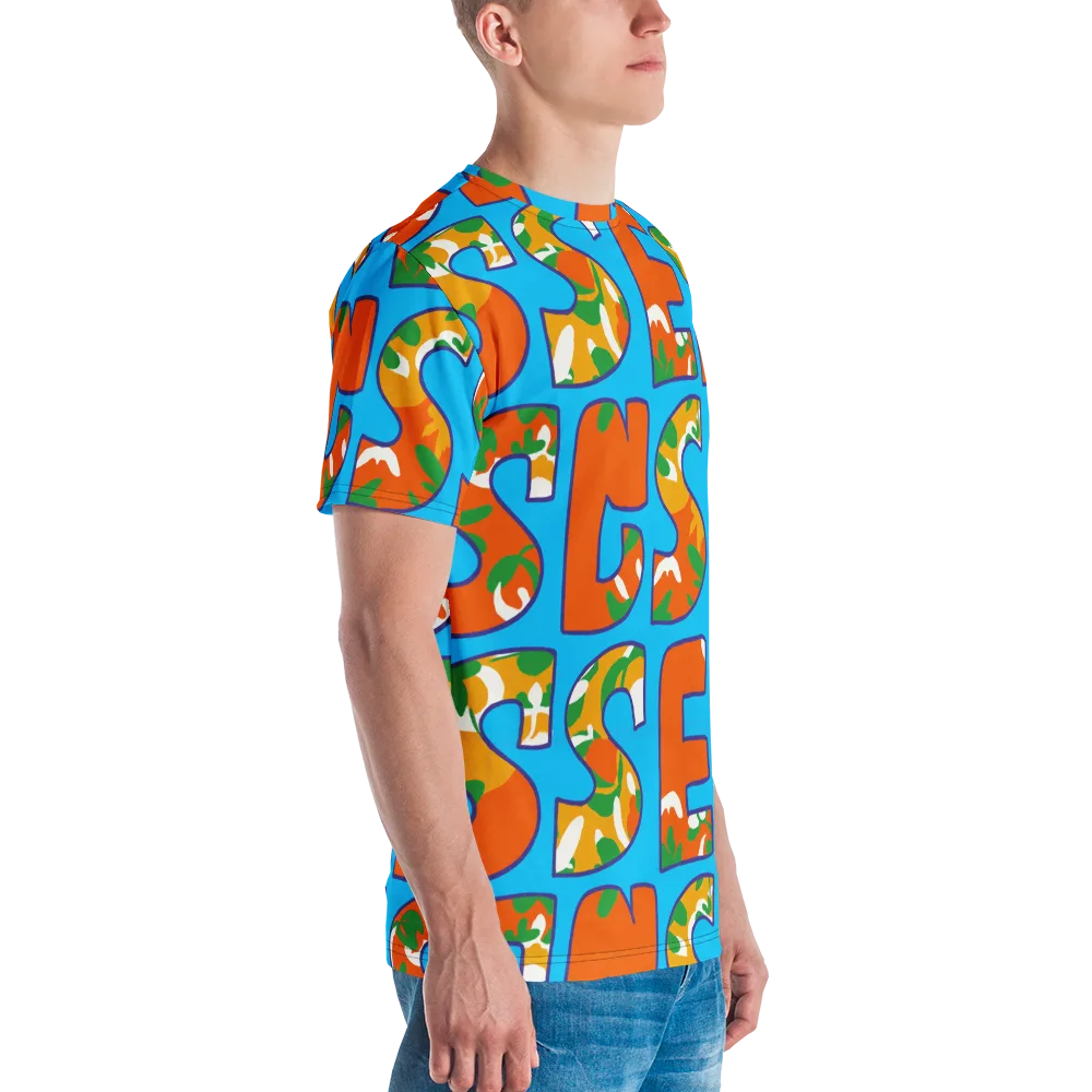 Electric Alphabet on Men's Crew Neck T-Shirt — Right