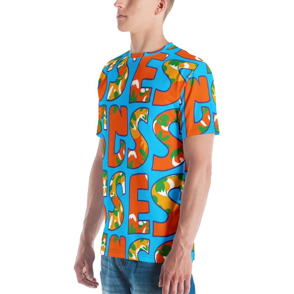 Electric Alphabet on Men's Crew Neck T-Shirt — Left
