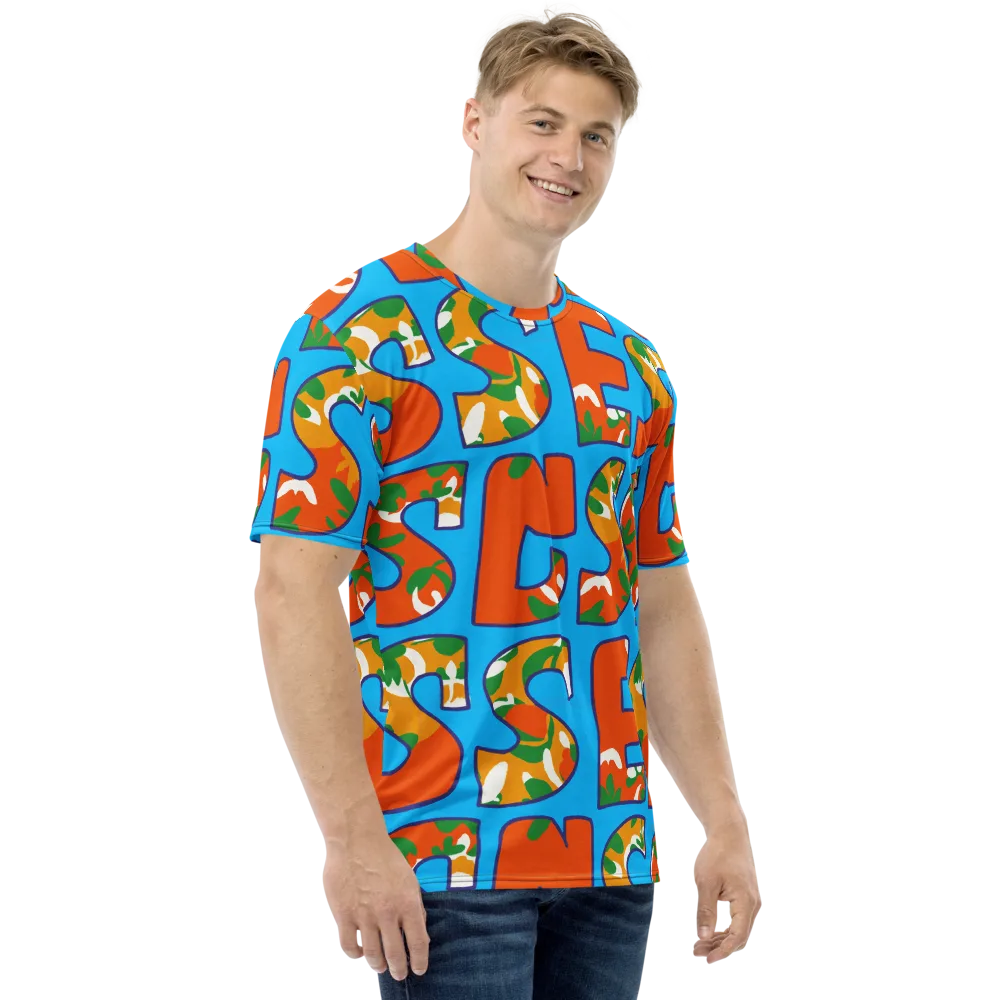 Electric Alphabet on Men's Crew Neck T-Shirt — Right