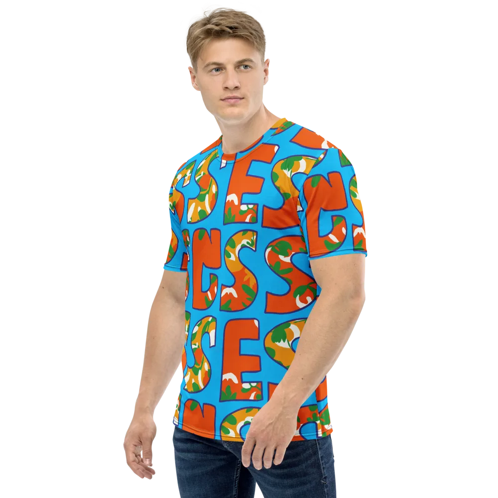 Electric Alphabet on Men's Crew Neck T-Shirt — Left