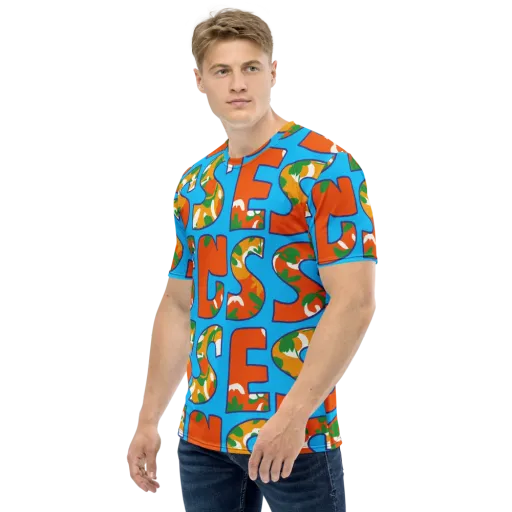 Electric Alphabet on a Men's Crew Neck T-Shirt