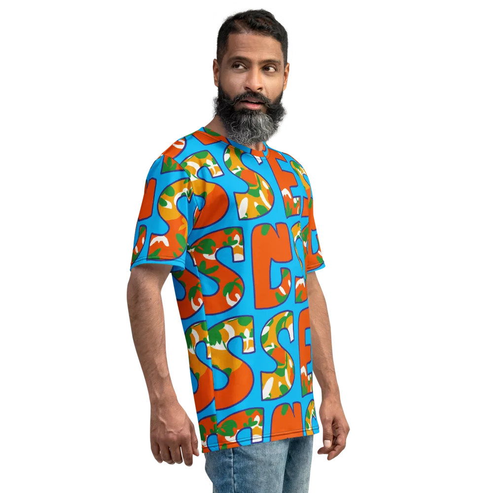 Electric Alphabet on Men's Crew Neck T-Shirt — Right