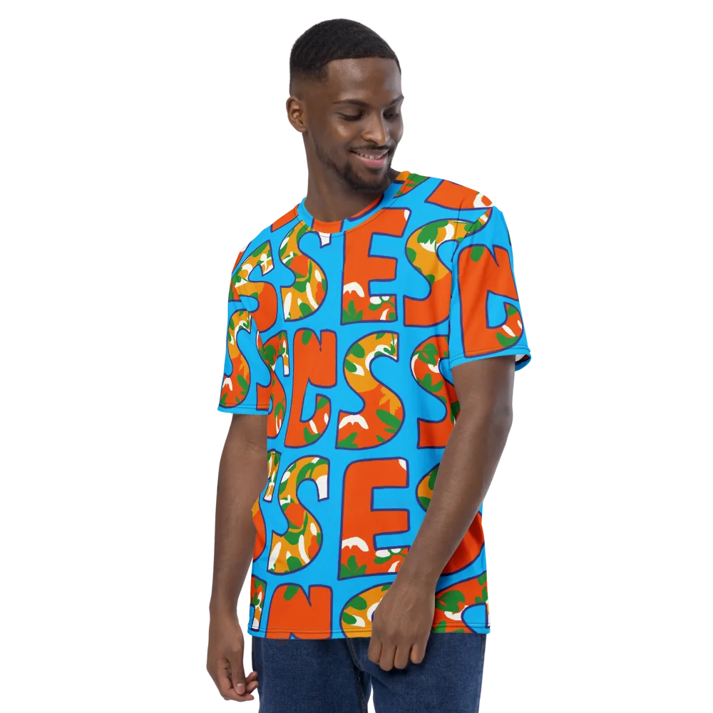 Electric Alphabet on Men's Crew Neck T-Shirt — Left