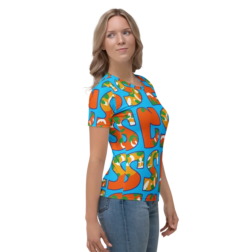 Electric Alphabet on Women's Crew Neck T-Shirt — Right