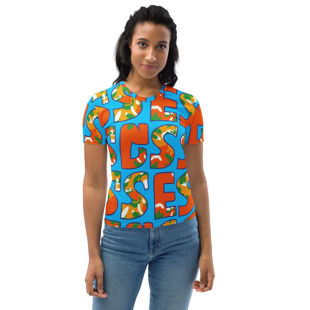 Electric Alphabet on Women's Crew Neck T-Shirt — Front