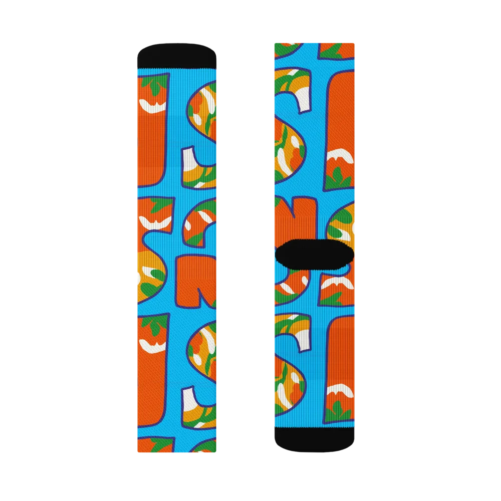 Electric Alphabet on Socks — Left Sock