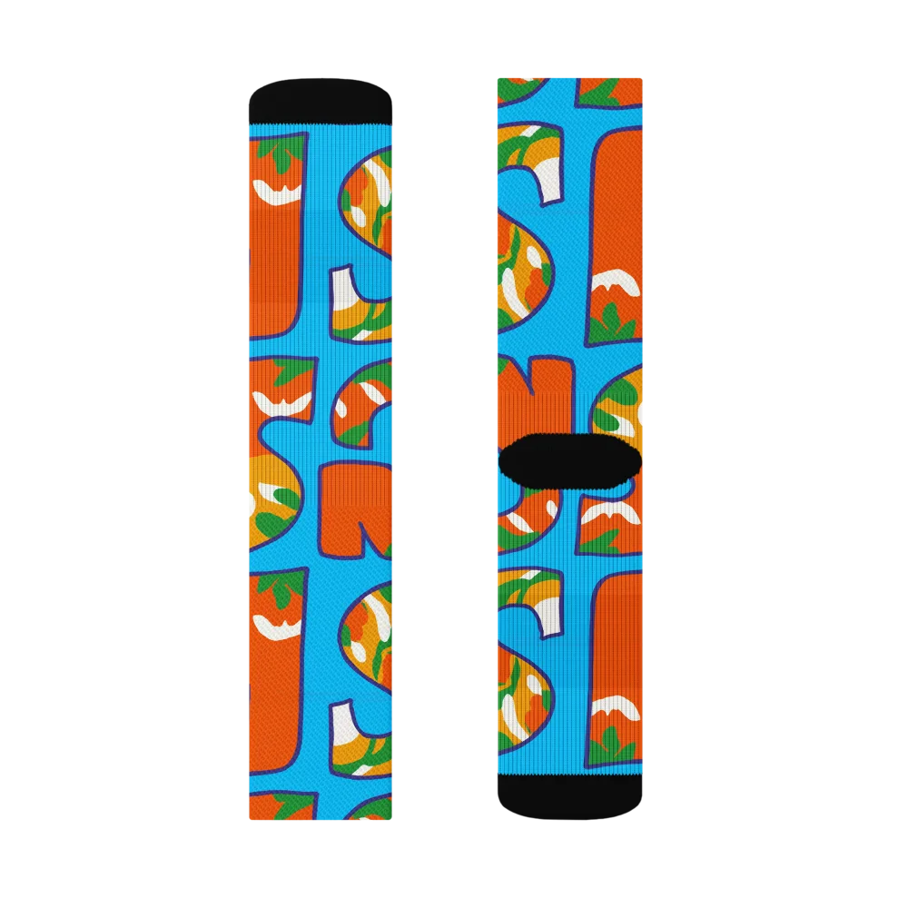 Electric Alphabet on Socks — Right Sock