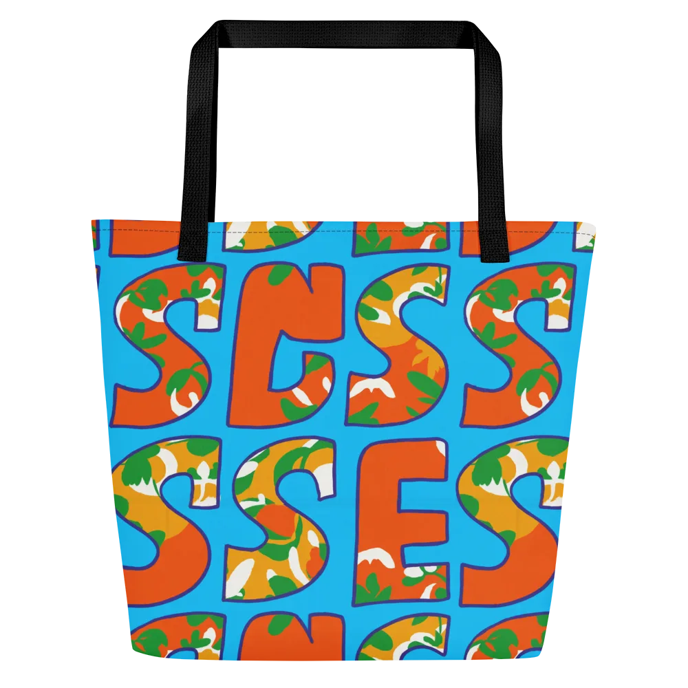 Electric Alphabet on Large Tote Bag W/ Pocket — Front
