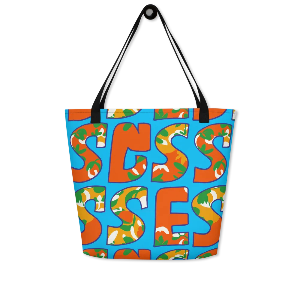 Electric Alphabet on Large Tote Bag W/ Pocket — Front
