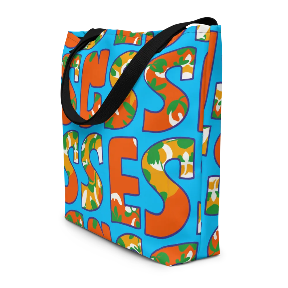 Electric Alphabet on Large Tote Bag W/ Pocket — Front