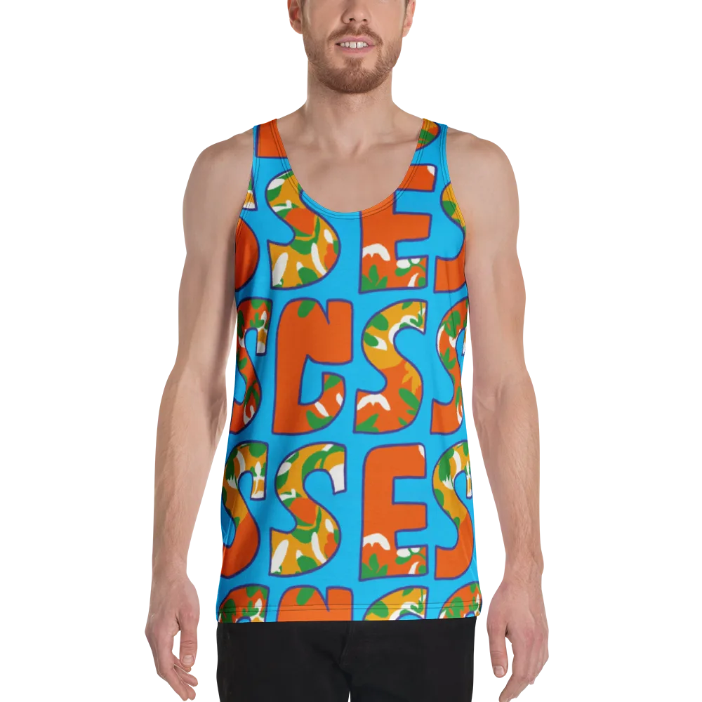 Electric Alphabet on Men's Tank Top — Front