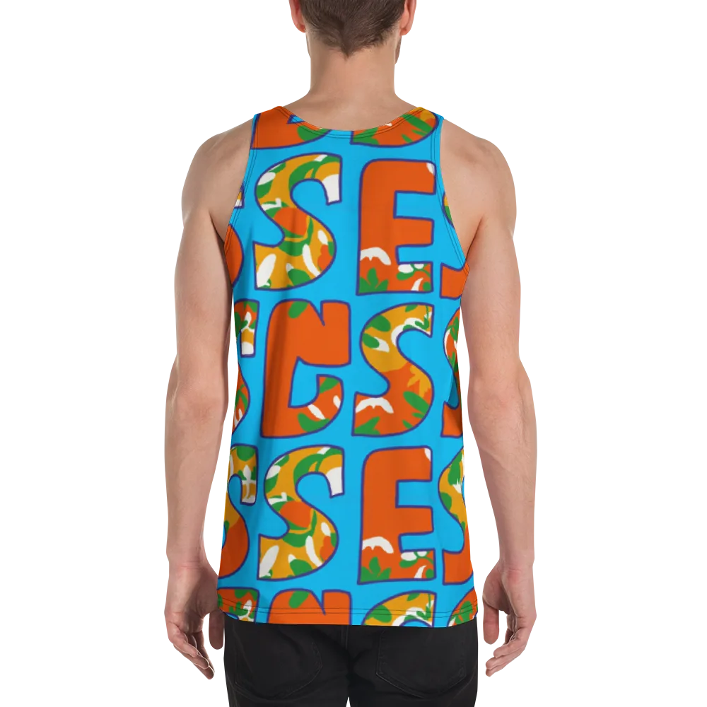 Electric Alphabet on Men's Tank Top — Back