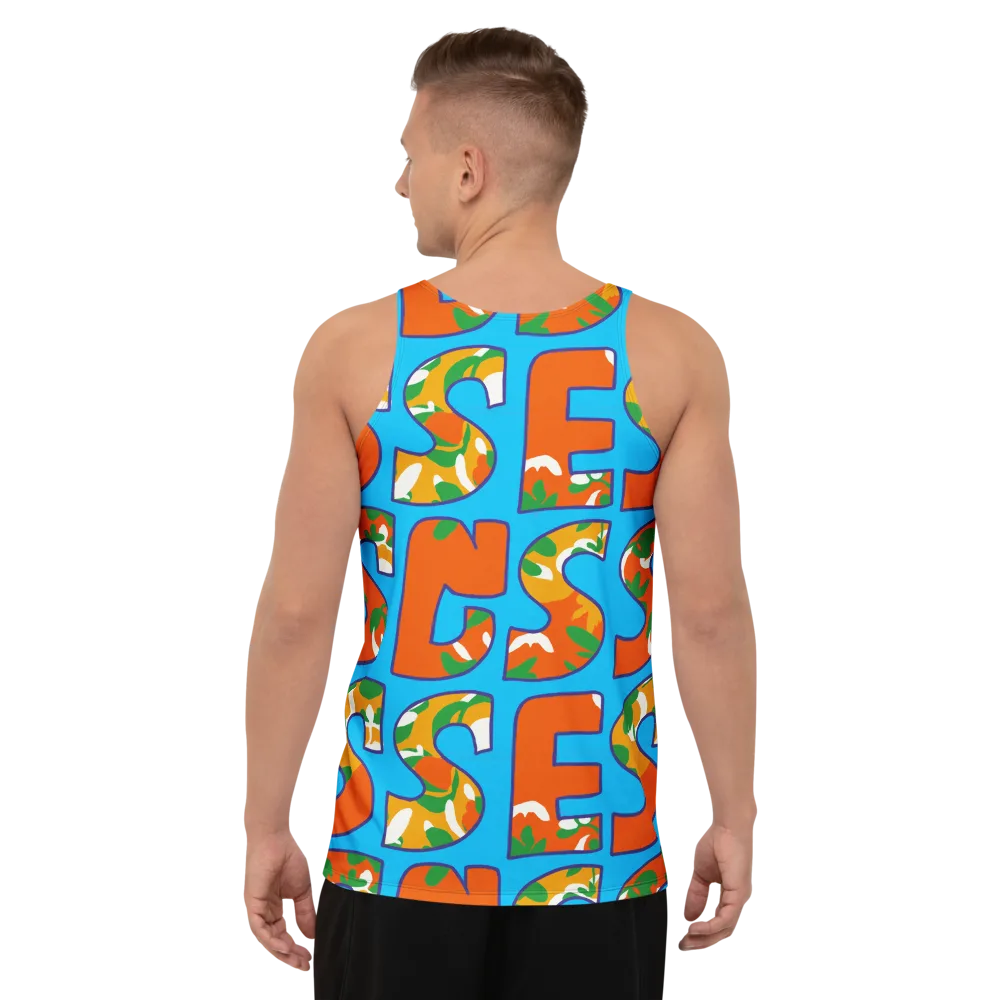Electric Alphabet on Men's Tank Top — Back