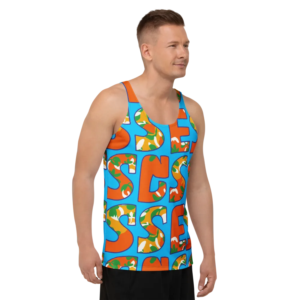 Electric Alphabet on Men's Tank Top — Right Front