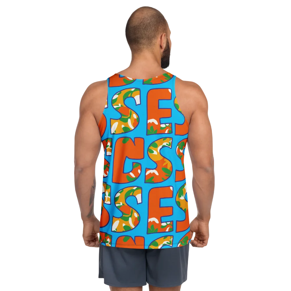 Electric Alphabet on Men's Tank Top — Back