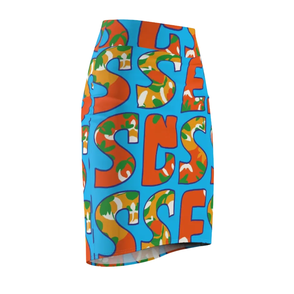 Electric Alphabet on Pencil Skirt — Front Side