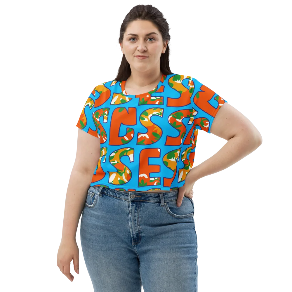 Electric Alphabet on Crop Tee — Front