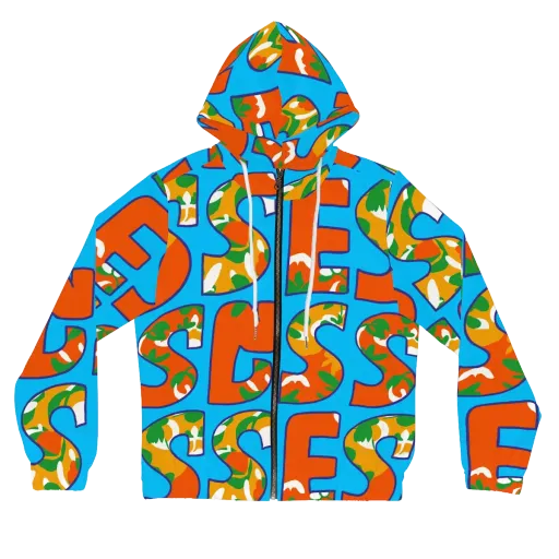Electric Alphabet on a Women's Full-Zip Hoodie