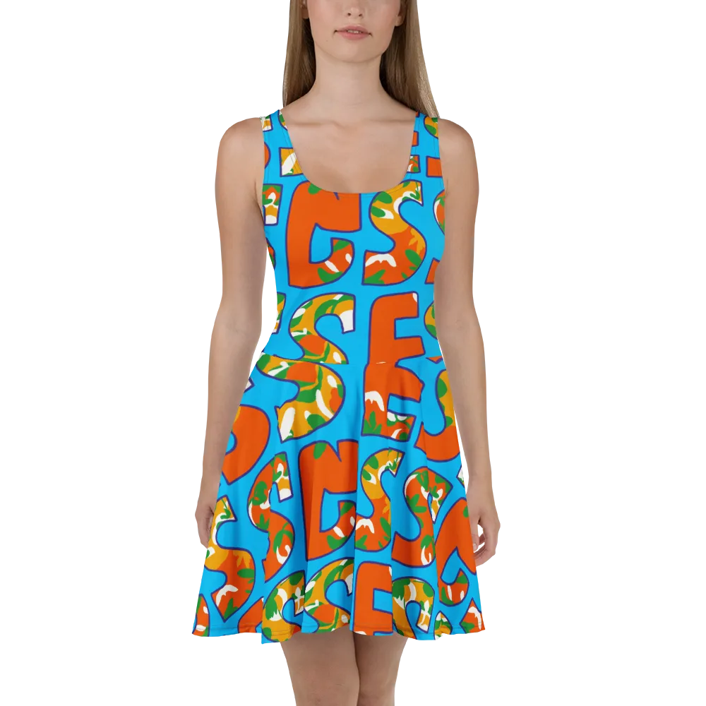 Electric Alphabet on Skater Dress — Front