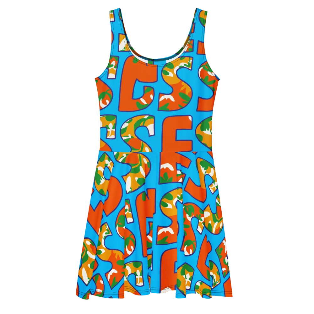 Electric Alphabet on Skater Dress — Front