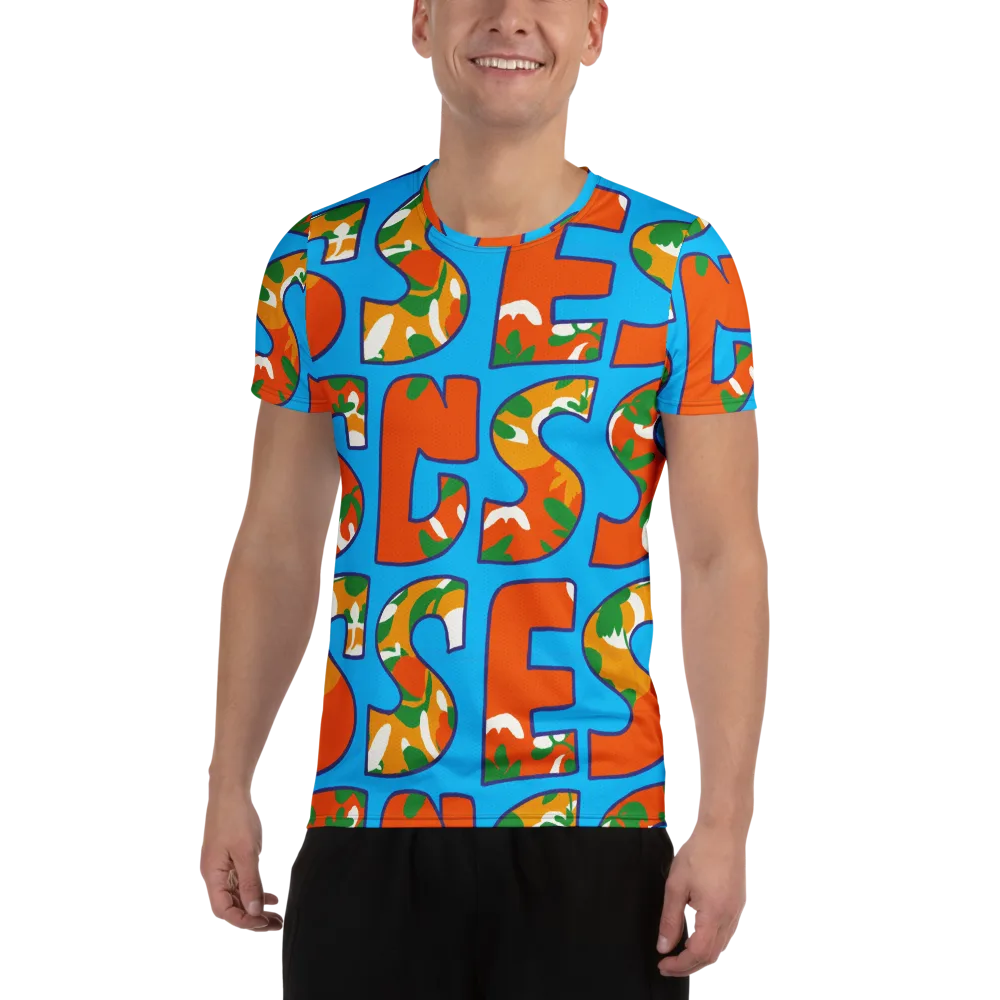 Electric Alphabet on Men's Athletic T-Shirt — Front