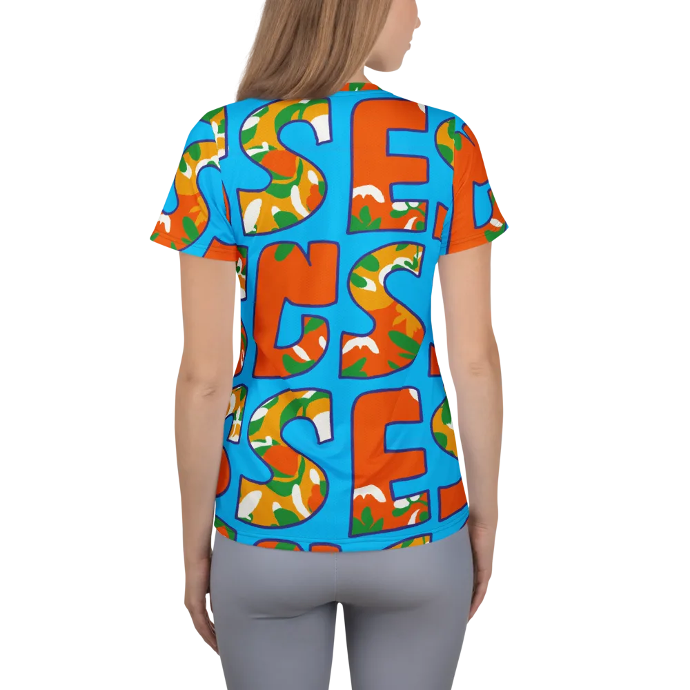 Electric Alphabet on Women's Athletic T-Shirt — Back