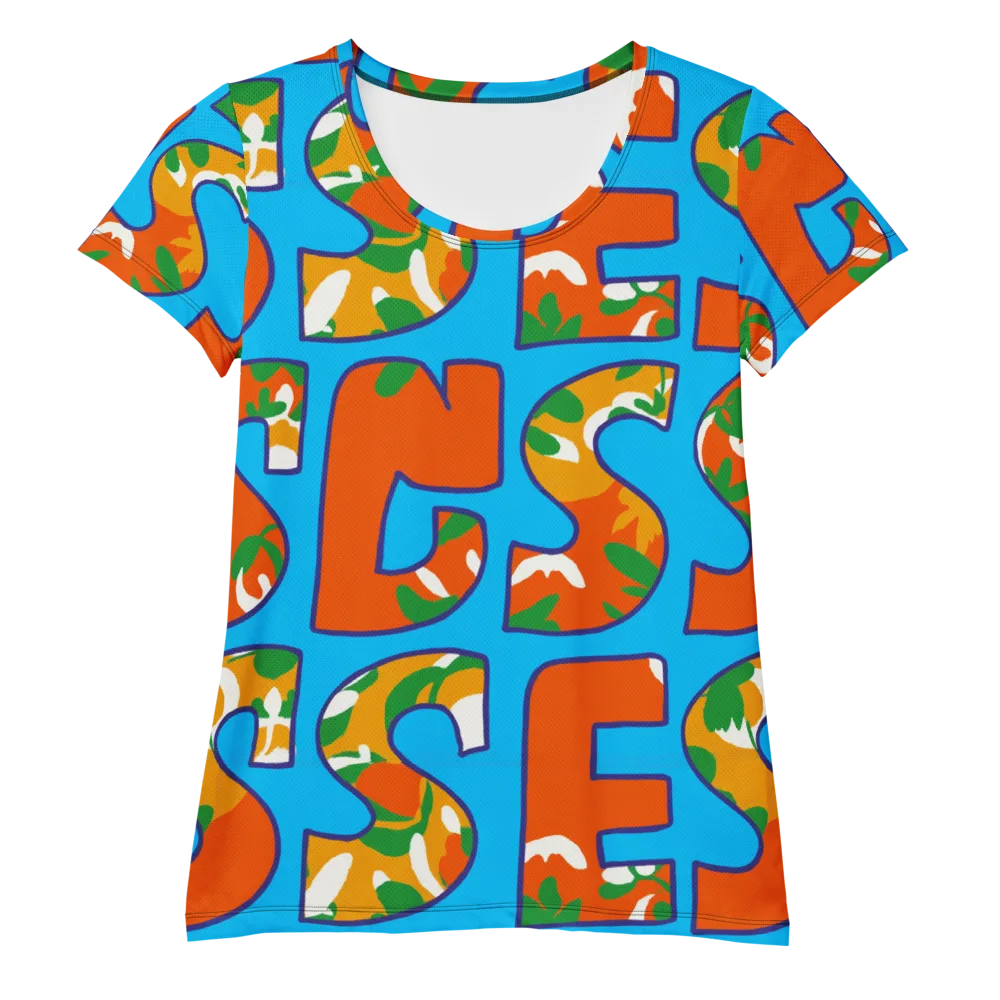 Electric Alphabet on Women's Athletic T-Shirt — Front