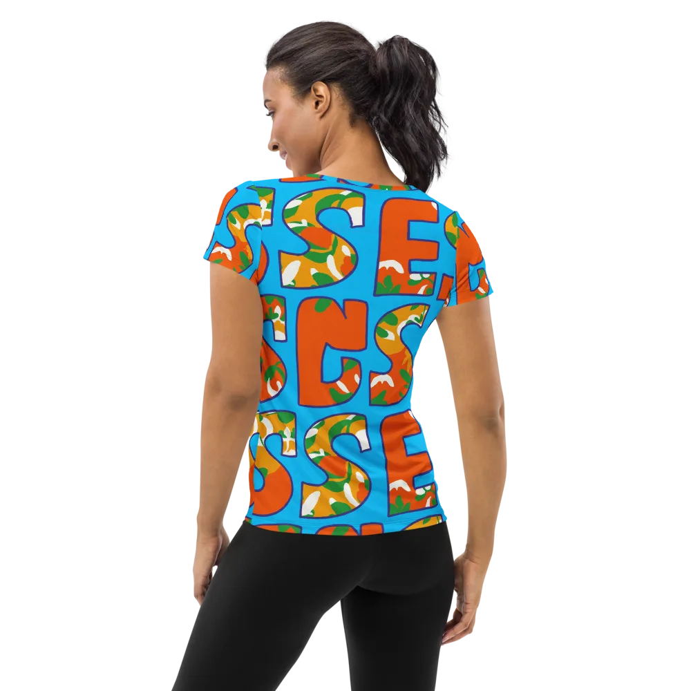 Electric Alphabet on Women's Athletic T-Shirt — Back