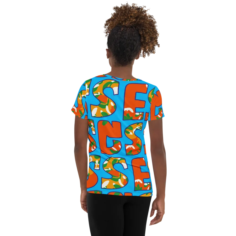 Electric Alphabet on Women's Athletic T-Shirt — Back