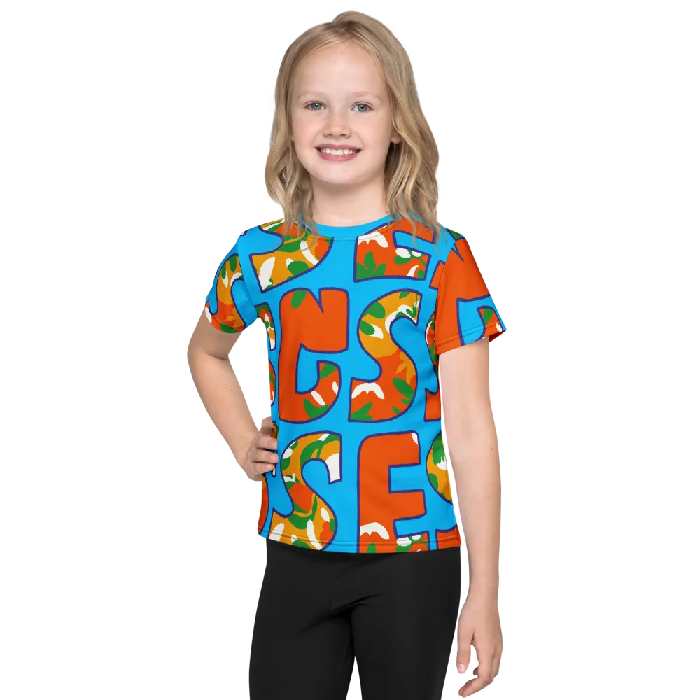 Electric Alphabet on Kids Crew Neck T-Shirt — Front