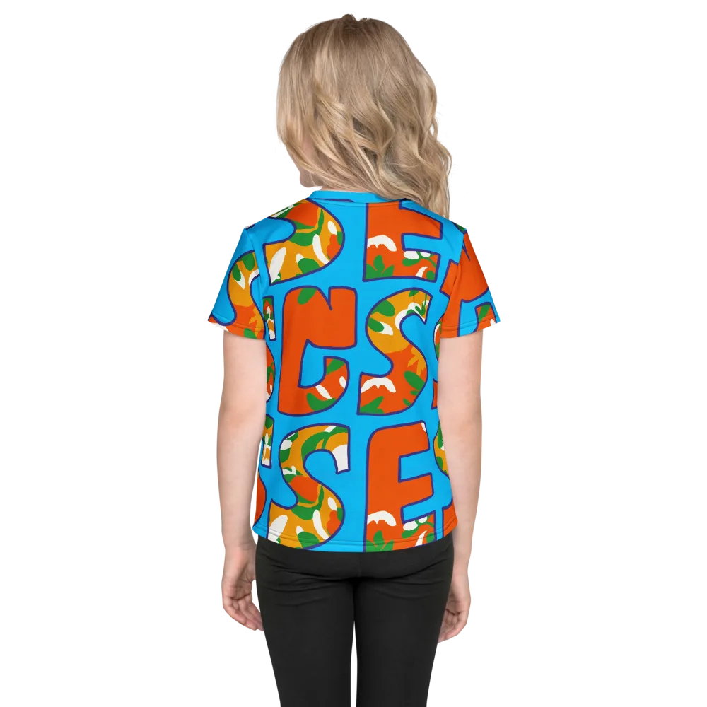 Electric Alphabet on Kids Crew Neck T-Shirt — Back