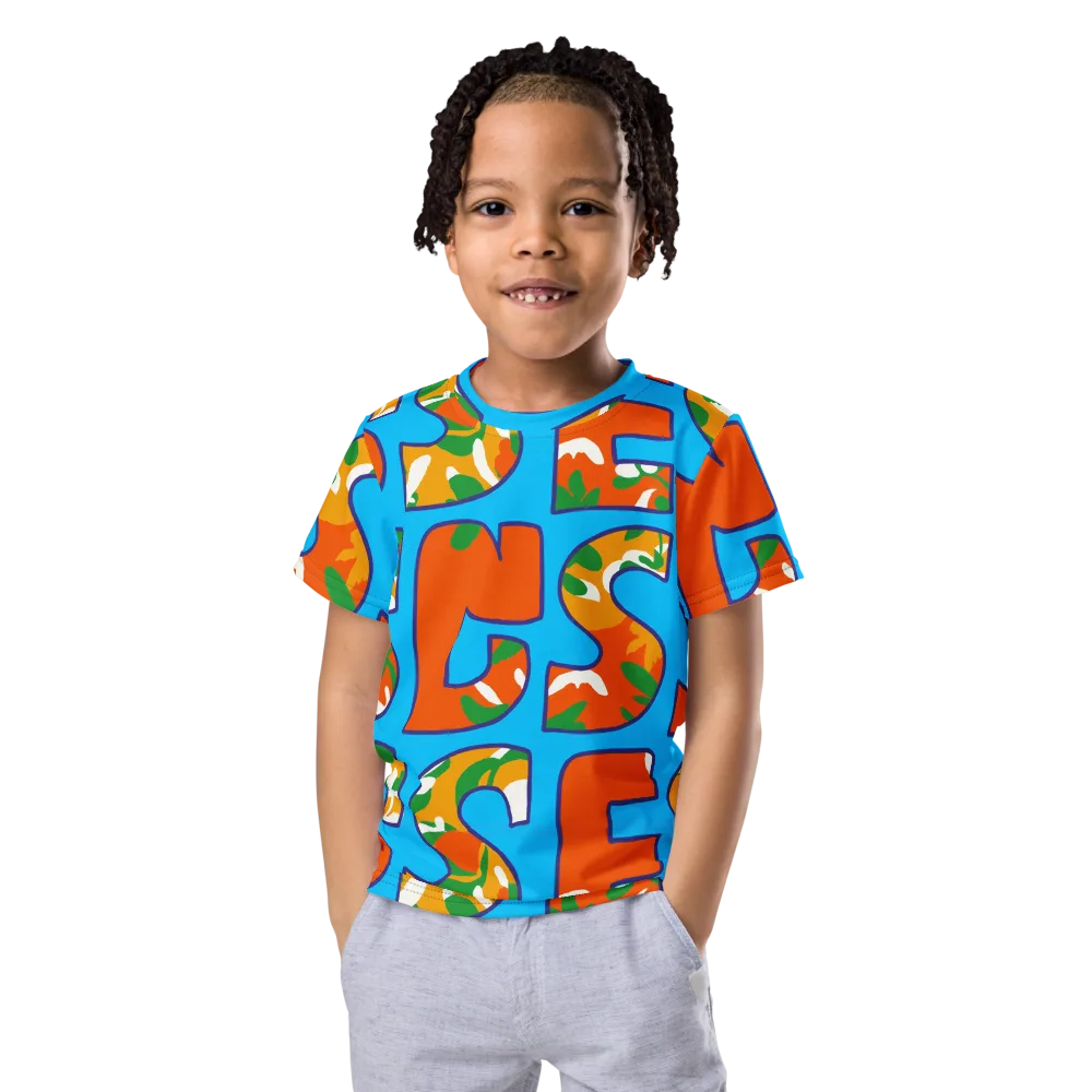 Electric Alphabet on Kids Crew Neck T-Shirt — Front