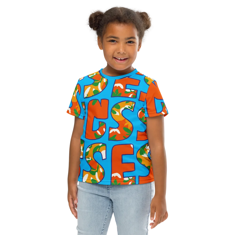 Electric Alphabet on Kids Crew Neck T-Shirt — Front