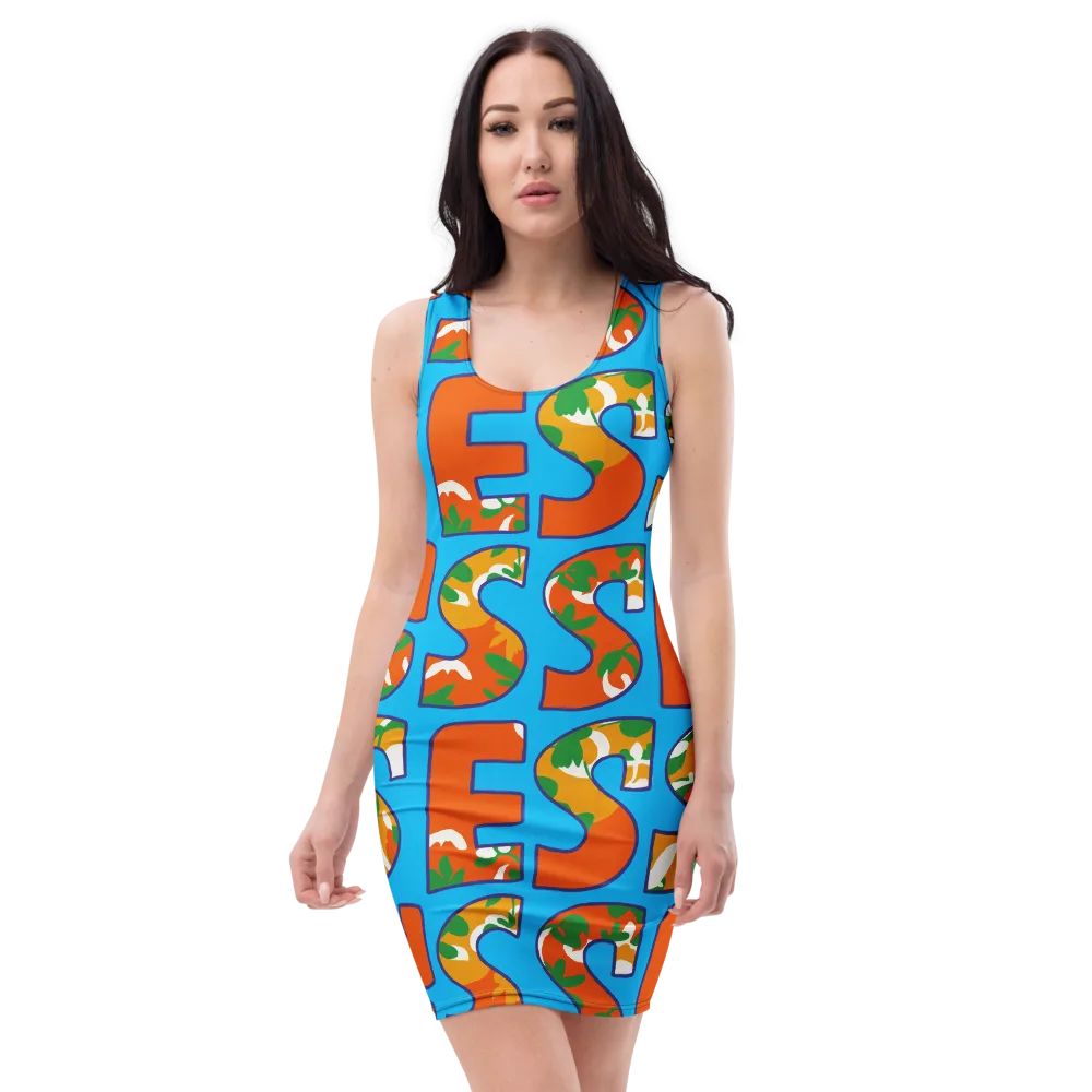 Electric Alphabet on Bodycon Dress — Front