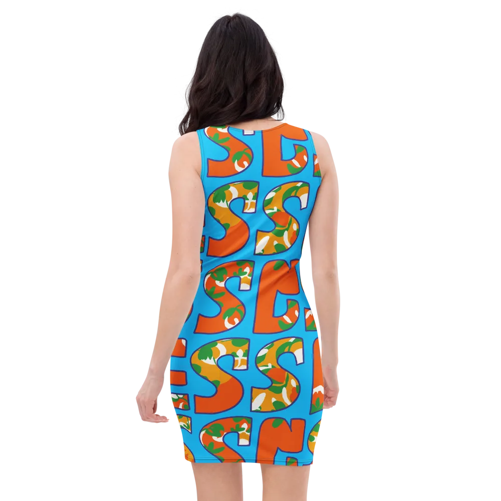 Electric Alphabet on Bodycon Dress — Back