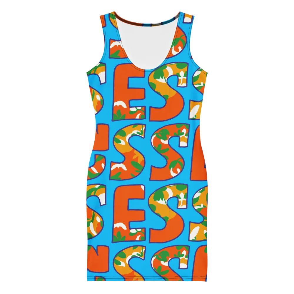 Electric Alphabet on Bodycon Dress — Front
