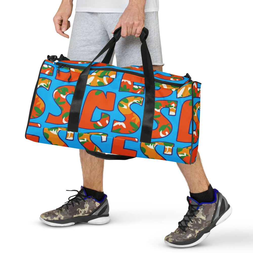 Electric Alphabet on Duffle Bag — Front