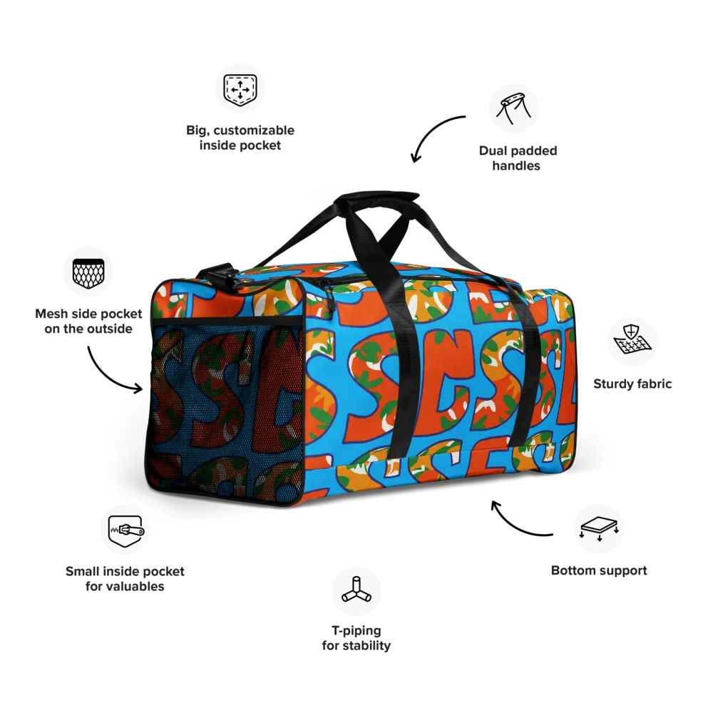 Electric Alphabet on Duffle Bag — Right Front