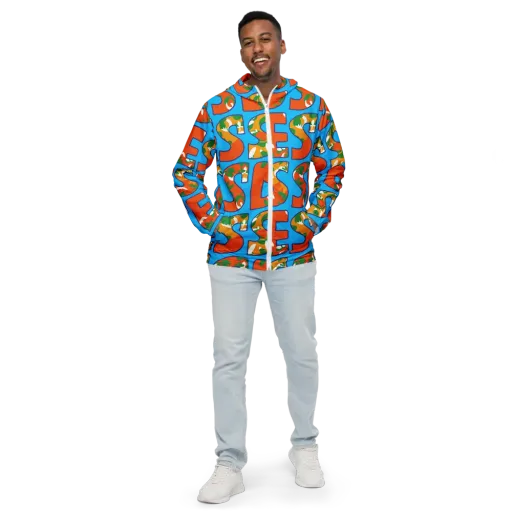 Electric Alphabet on a Men's Windbreaker