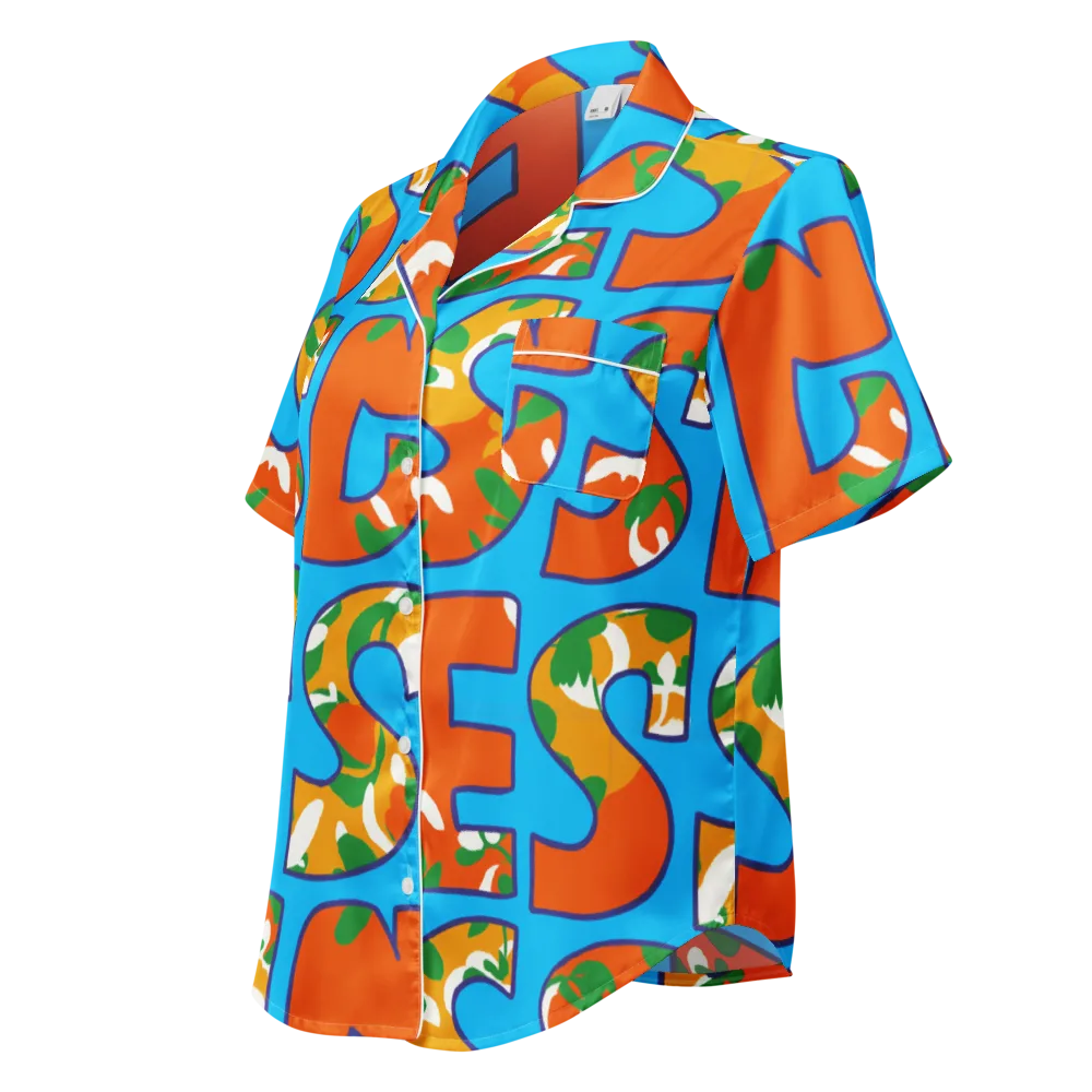 Electric Alphabet on Women's Short Sleeve Pajama Top — Left Front