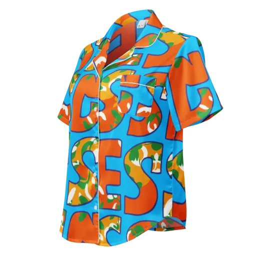 Electric Alphabet on a Women's Short Sleeve Pajama Top