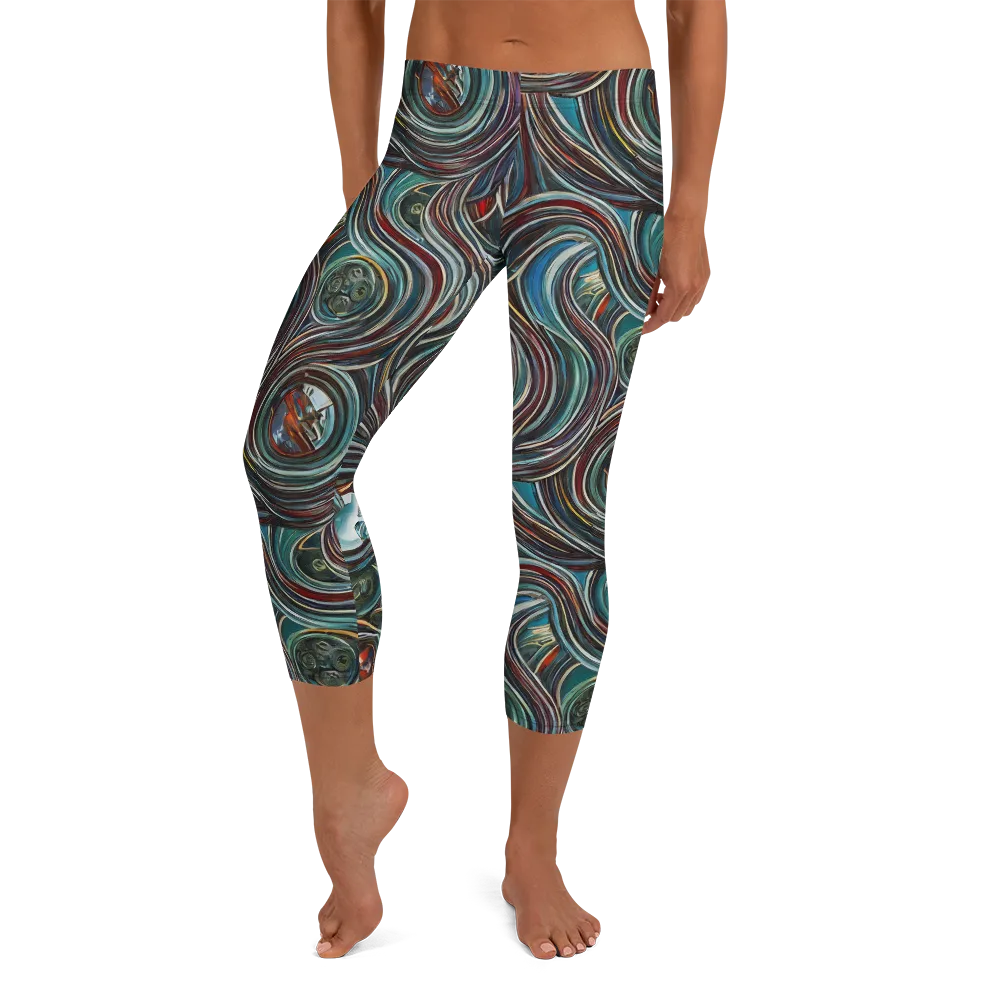 Vortex Portraits on Capri Leggings — Front