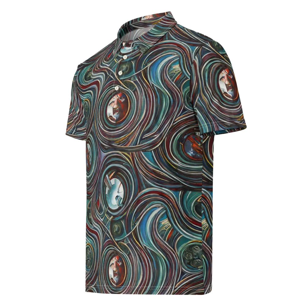 Vortex Portraits on Men's Slim Fit Polo Shirt — Left Front