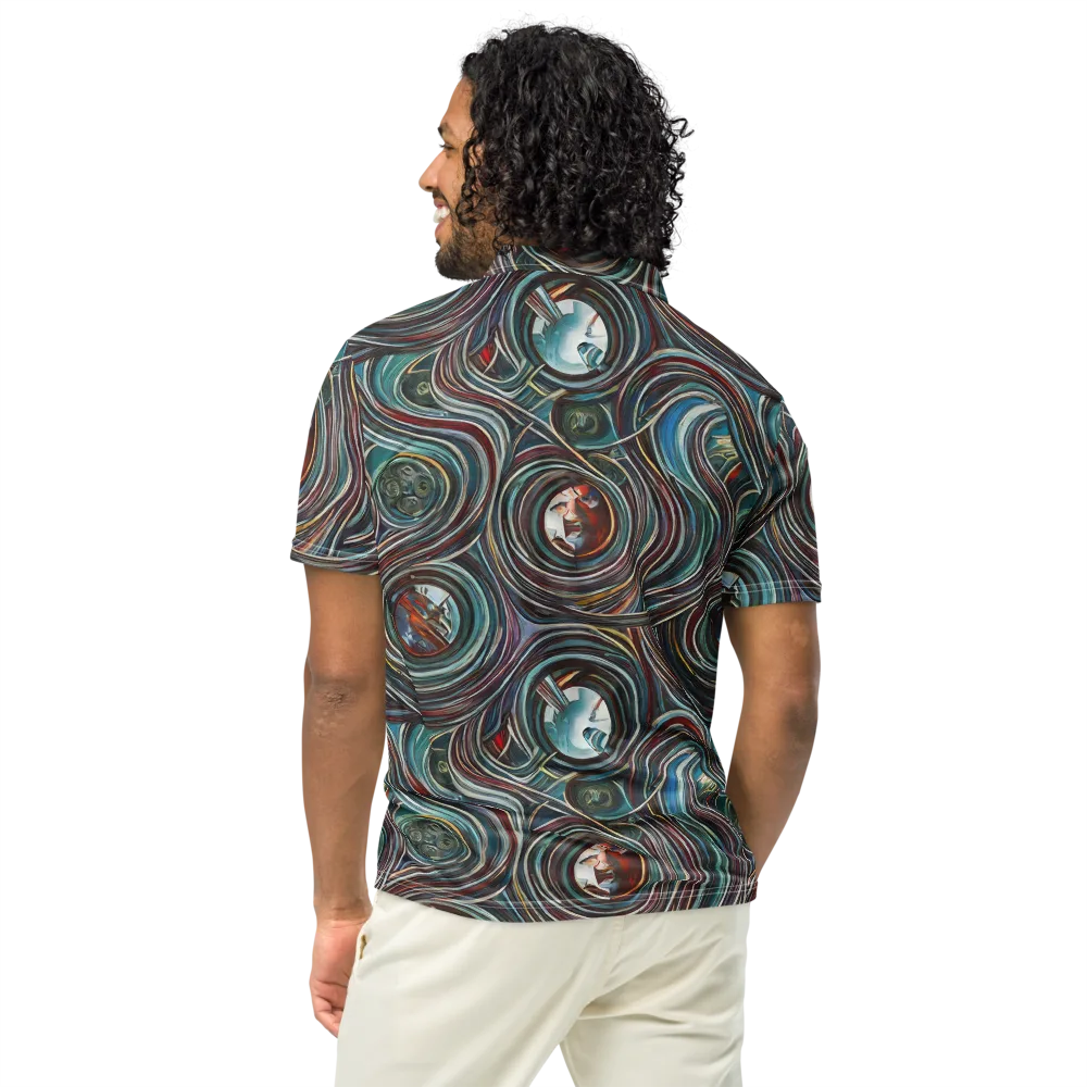 Vortex Portraits on Men's Slim Fit Polo Shirt — Back
