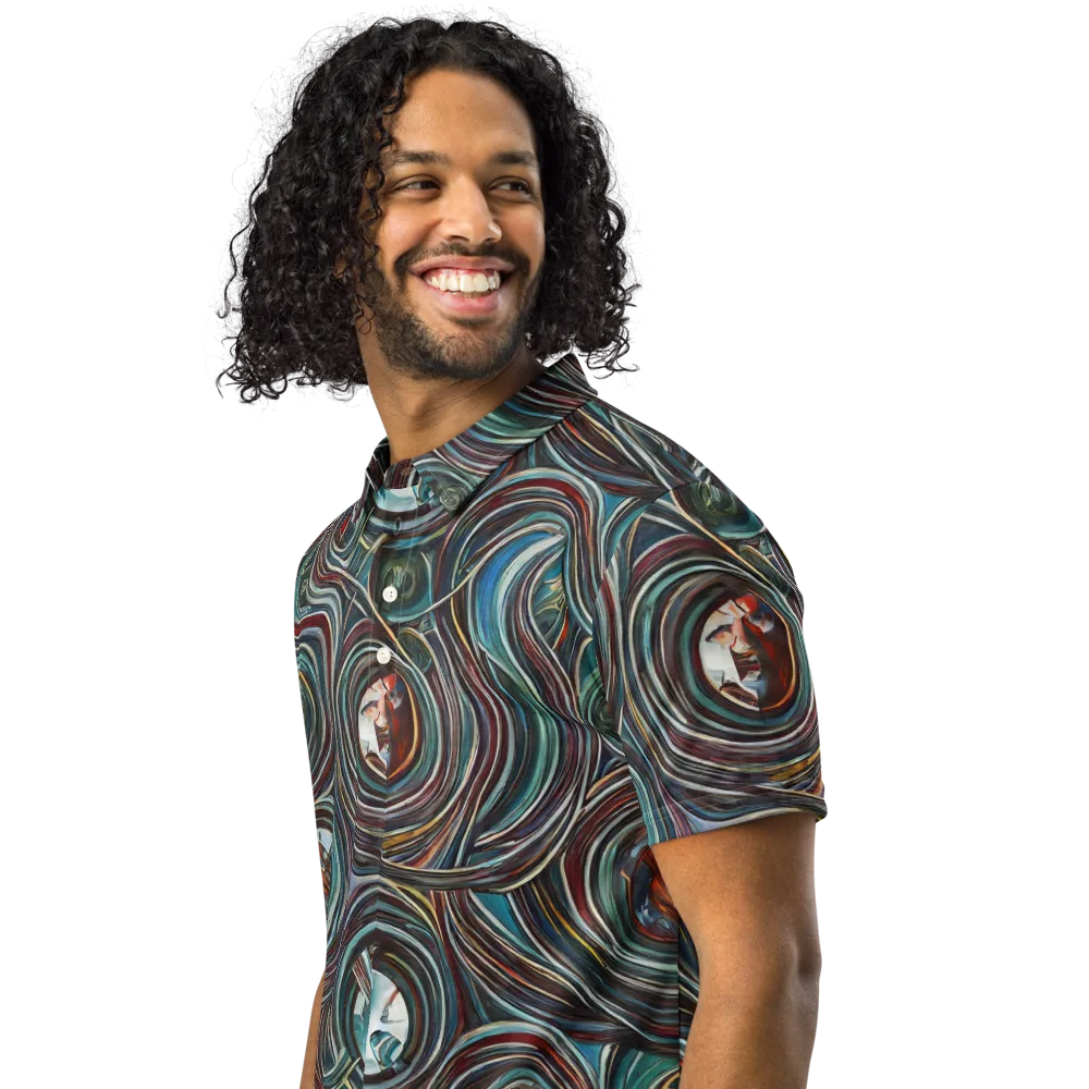 Vortex Portraits on Men's Slim Fit Polo Shirt — Left Front