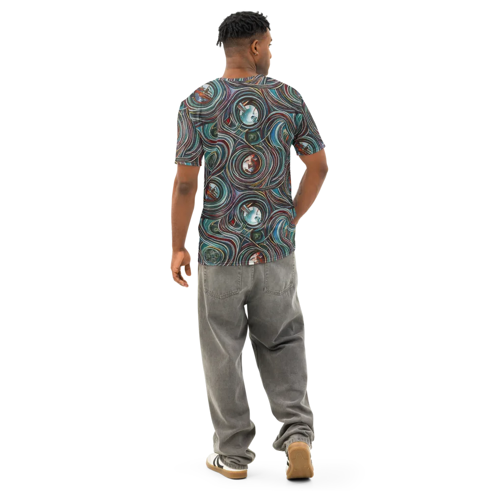Vortex Portraits on Men's Cotton Crew Neck T-Shirt — Back