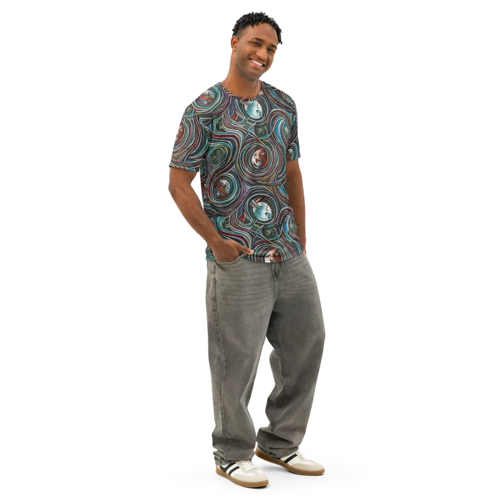 Vortex Portraits on Men's Cotton Crew Neck T-Shirt — Right Front